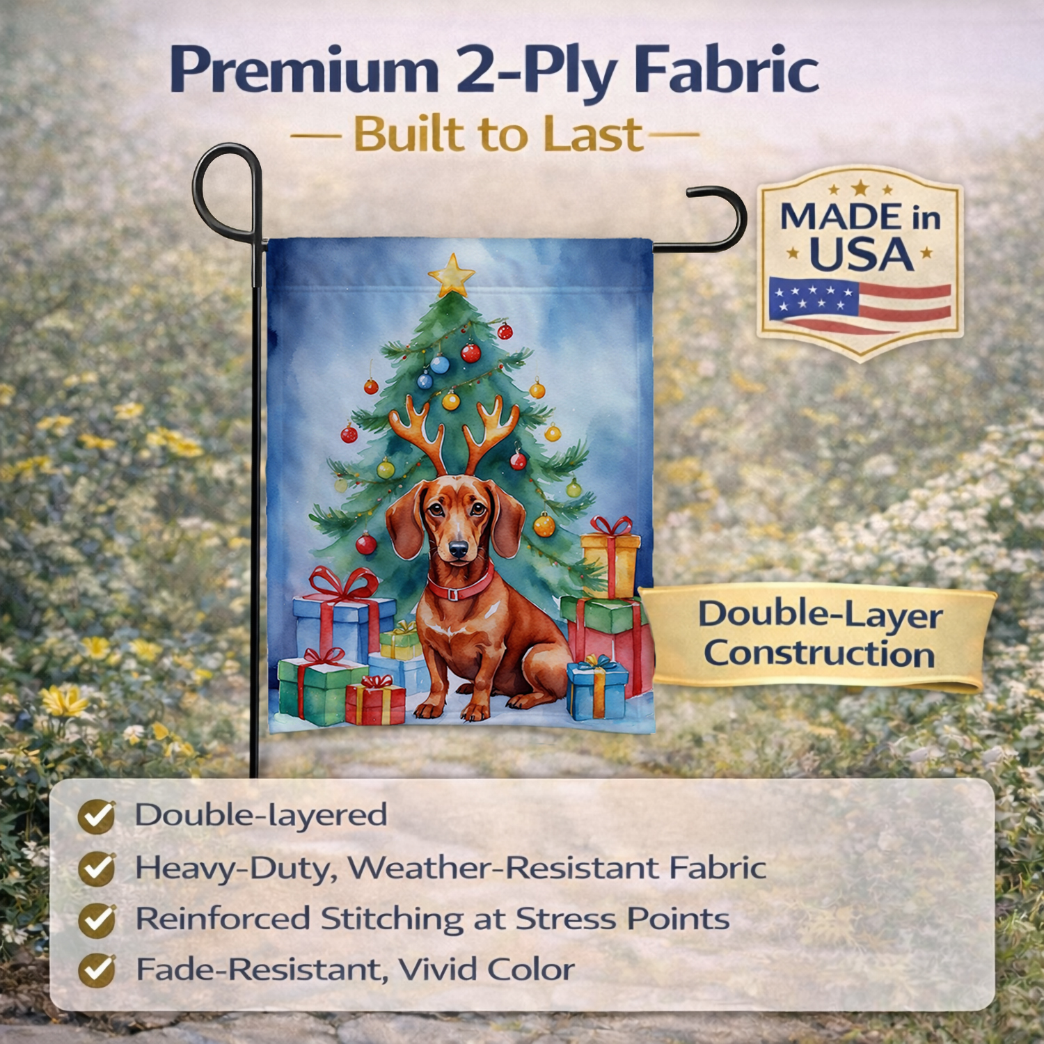 Caroline's Treasures Dachshund Christmas Reindeer Garden Flag DAC7769GF detailed image 4