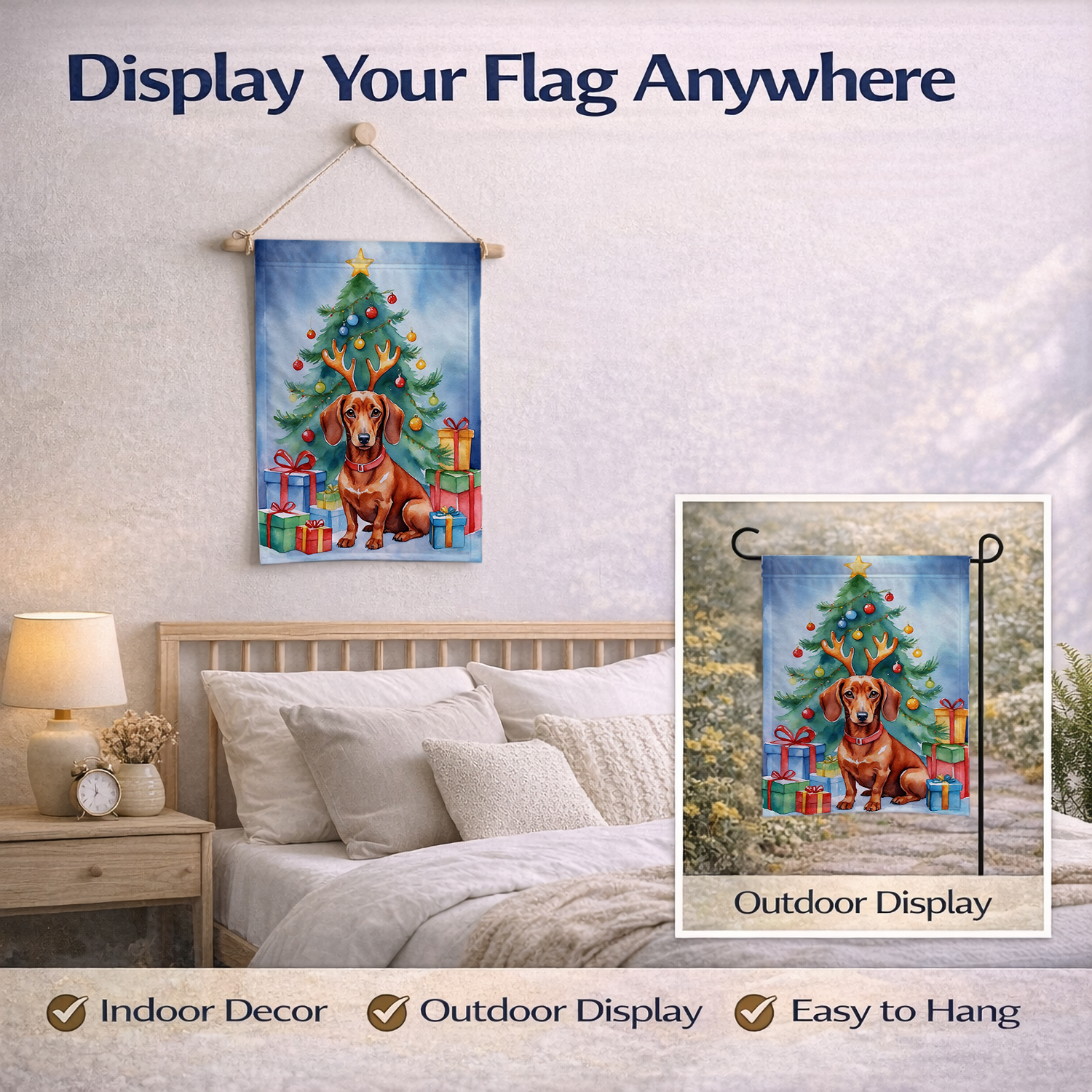 Caroline's Treasures Dachshund Christmas Reindeer Garden Flag DAC7769GF detailed image 6