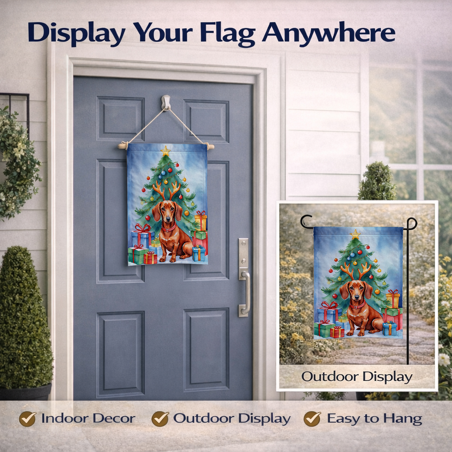 Caroline's Treasures Dachshund Christmas Reindeer Garden Flag DAC7769GF detailed image 7