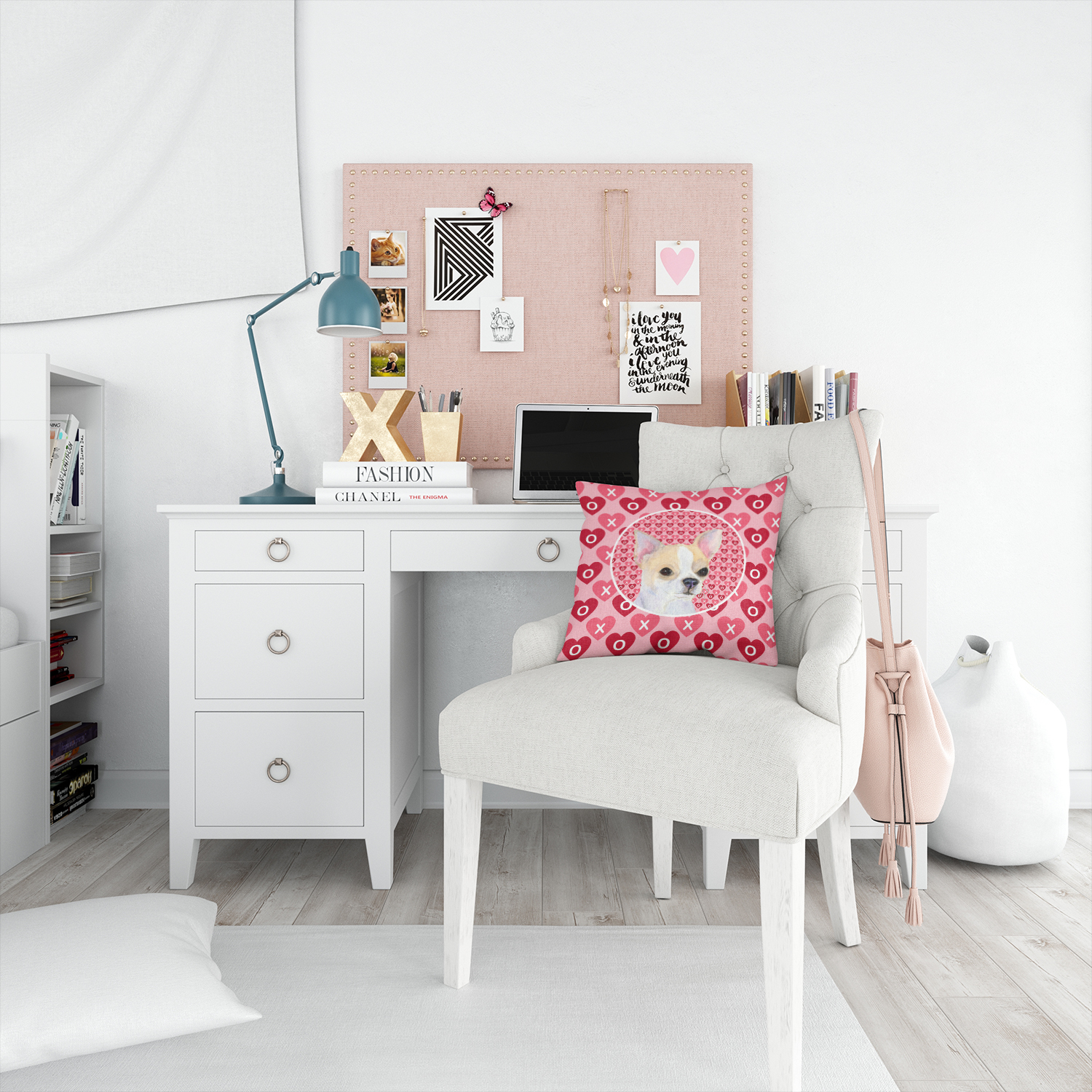 Chihuahua Hearts Love Valentine's Day Fabric Decorative Pillow SS4474PW1414 - Picture 4 of 6